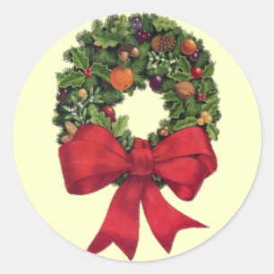 Christmas Wreath Classic Round Sticker