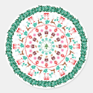 Christmas Wreath Classic Round Sticker