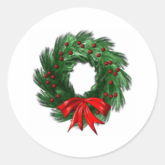 Christmas Wreath Classic Round Sticker