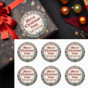 Christmas Wreath  Classic Round Sticker