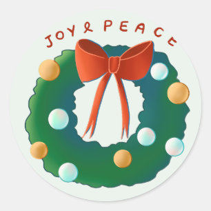 Christmas Wreath Classic Round Sticker