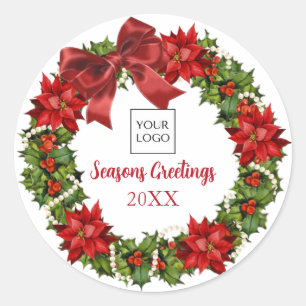 Christmas Wreath Company Logo Company Classic Round Sticker