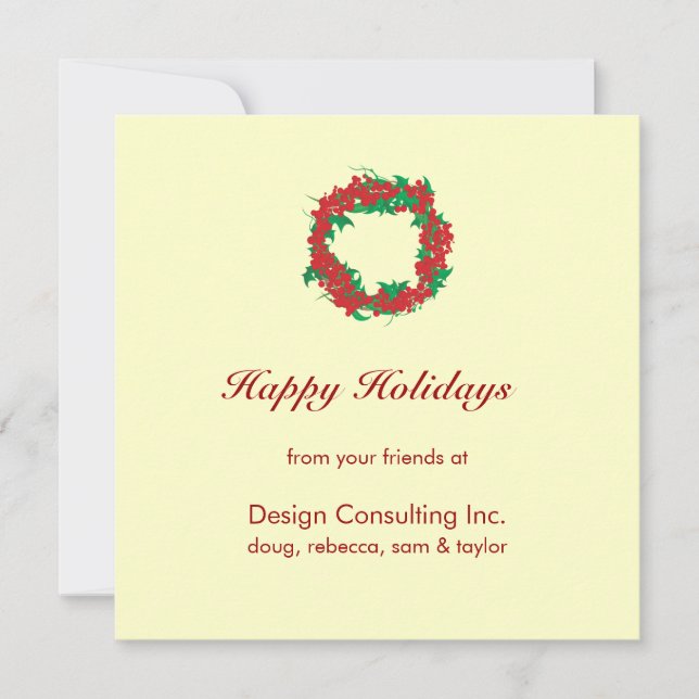 Christmas Wreath Corporate Holiday Greeting Card (Front)