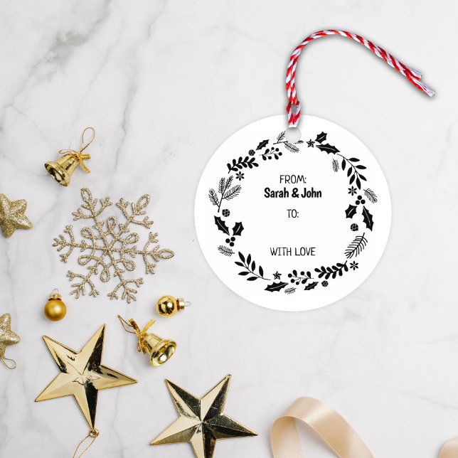Christmas Wreath Couple Tag  Rubber Stamp (Creator Uploaded)