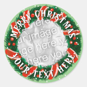 Christmas wreath custom photo stickers and seals