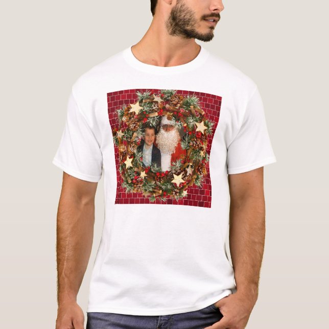 Christmas Wreath Custom Photo T-Shirt (Front)