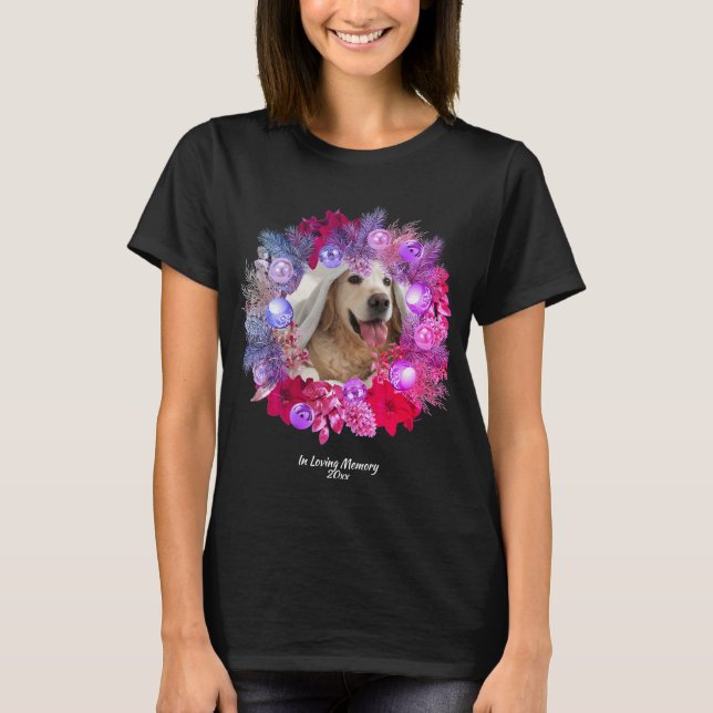Christmas Wreath Customisable PET PHOTO MEMORIAL T-Shirt (Front)