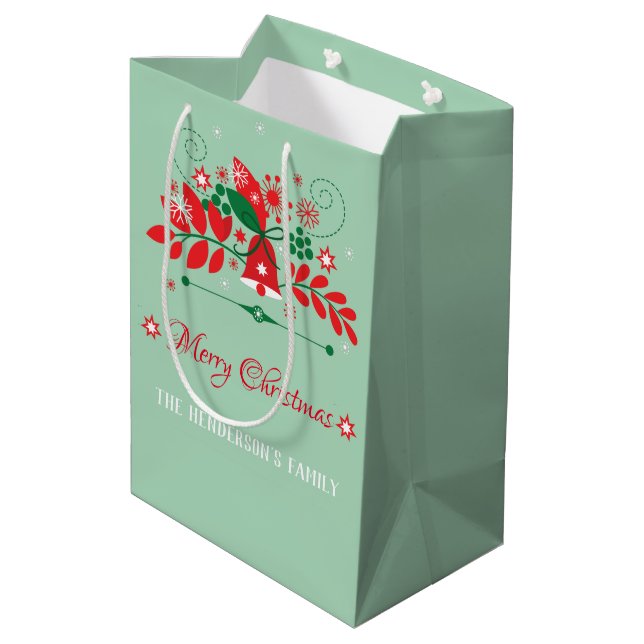 Christmas Wreath Decoration With Bell Medium Gift Bag (Back Angled)