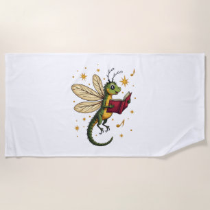 Christmas Wreath Dragonfly Beach Towel