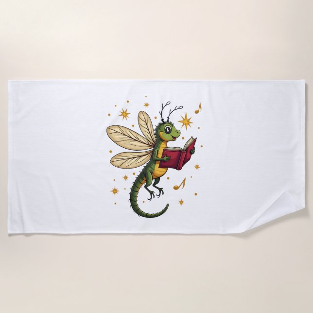 Christmas Wreath Dragonfly Beach Towel (Front)