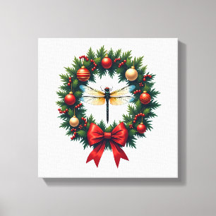 Christmas Wreath Dragonfly Canvas Print