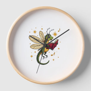 Christmas Wreath Dragonfly Clock