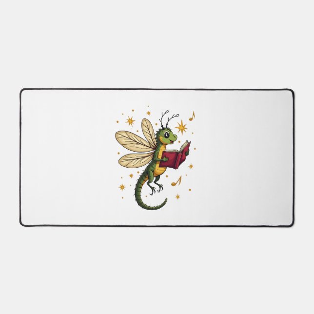 Christmas Wreath Dragonfly Desk Mat (Front)