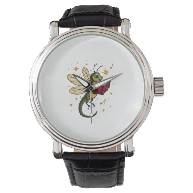 Christmas Wreath Dragonfly Watch (Front)