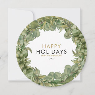 Christmas Wreath Elegant Modern Chic Photo Holiday Card