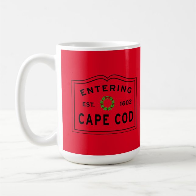 Christmas Wreath Entering Cape Cod Coffee Mug (Left)
