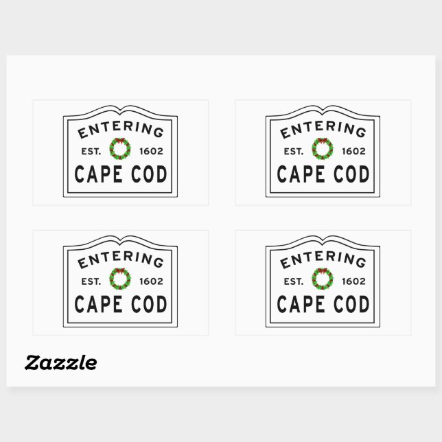 Christmas Wreath Entering Cape Cod Rectangular Sticker (Sheet)