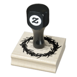 Christmas wreath family name typography script rubber stamp