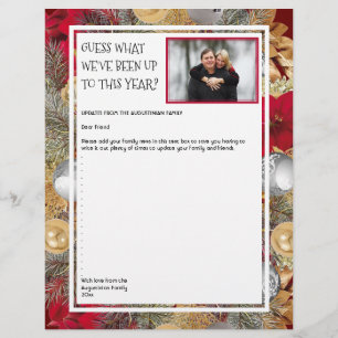 Christmas Wreath   FAMILY NEWS UPDATE with Photo Custom Letterhead