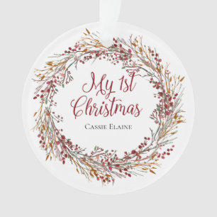 Christmas Wreath First Christmas Baby Photo Ornament