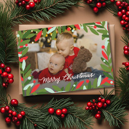 Christmas Wreath Flat Photo Card