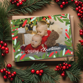 Christmas Wreath Flat Photo Card