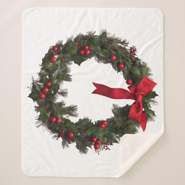 CHRISTMAS WREATH Fleece Blanket (Front)