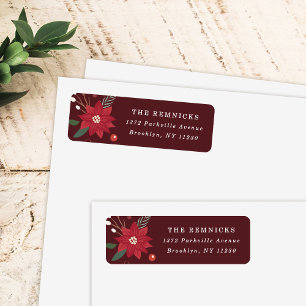 Christmas Wreath Floral Holiday Address Label