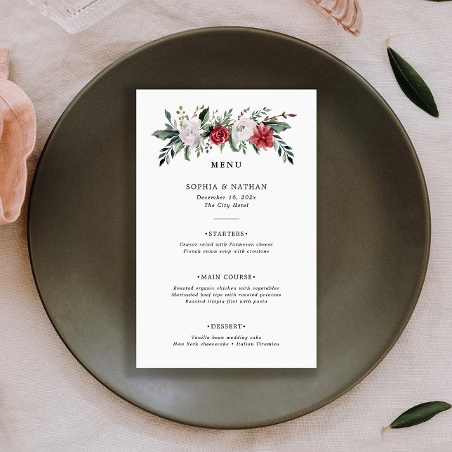 Christmas Wreath | Floral Holiday Wedding Menu (Creator Uploaded)