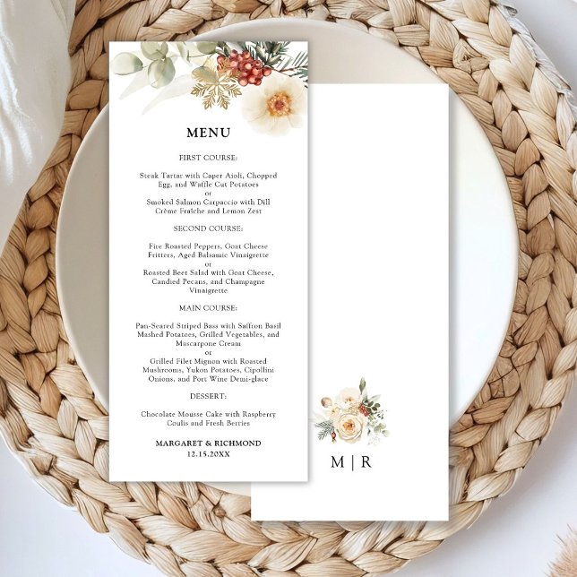 Christmas Wreath Floral Winter Wedding Menu (Creator Uploaded)