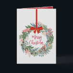 Christmas Wreath Folded Holiday Card<br><div class="desc">Beautiful wreath of winter botanicals feature Merry Christmas in the middle and your personalise greeting and message on the inside. MORE styles in our collection.</div>