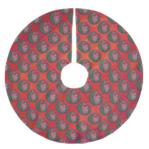 Christmas Wreath Football on Red Brushed Polyester Tree Skirt