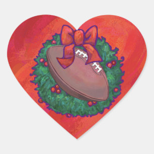Christmas Wreath Football on Red Heart Sticker