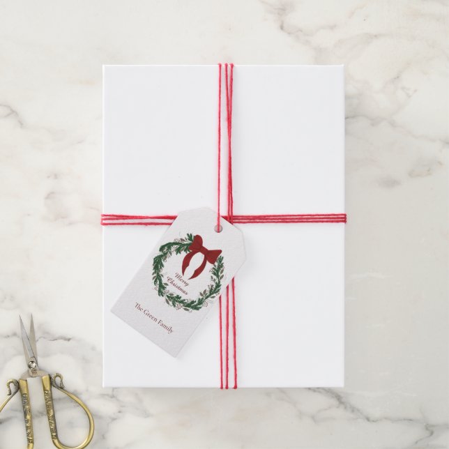 Christmas Wreath  Gift Tags (With Twine)