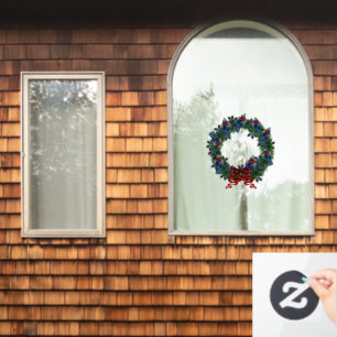 Christmas Wreath Ginger Jars Window Cling