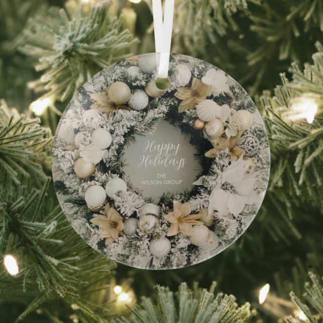 Christmas Wreath Glass Tree Decoration (Insitu)