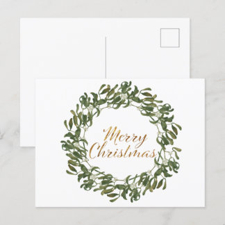 Christmas Wreath Green and God Merry Christmas Postcard
