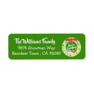 Christmas wreath green return address labels