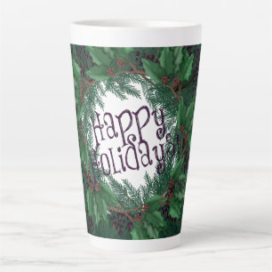 Christmas Wreath Happy Holidays! Christmas Latte Mug