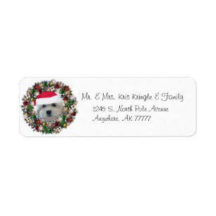 Christmas Wreath Havanese Address Label