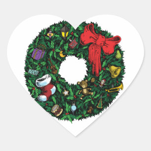 Christmas Wreath Heart Sticker