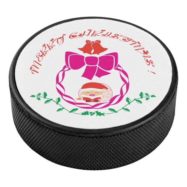 Christmas wreath hockey puck (3/4)