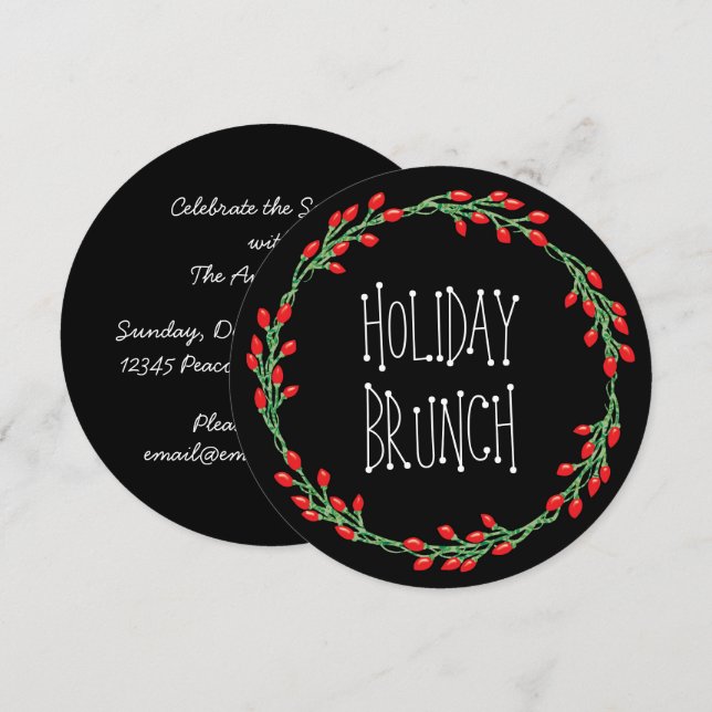 Christmas Wreath Holiday Brunch Invitation (Front/Back)