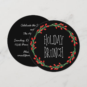 Christmas Wreath Holiday Brunch Invitation