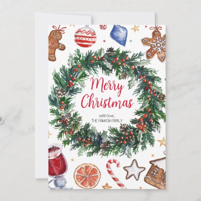 Christmas Wreath Holiday Card (Front)