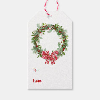 Christmas Wreath Holiday Gift Tag