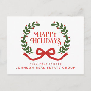 Christmas Wreath Holiday Greetings Postcard