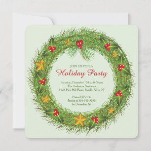 Christmas Wreath Holiday Party Invitation