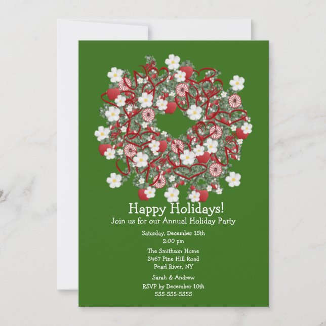 Christmas Wreath Holiday Party Invitation (Front)