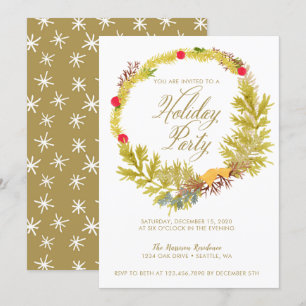 Christmas Wreath Holiday Party Invitation